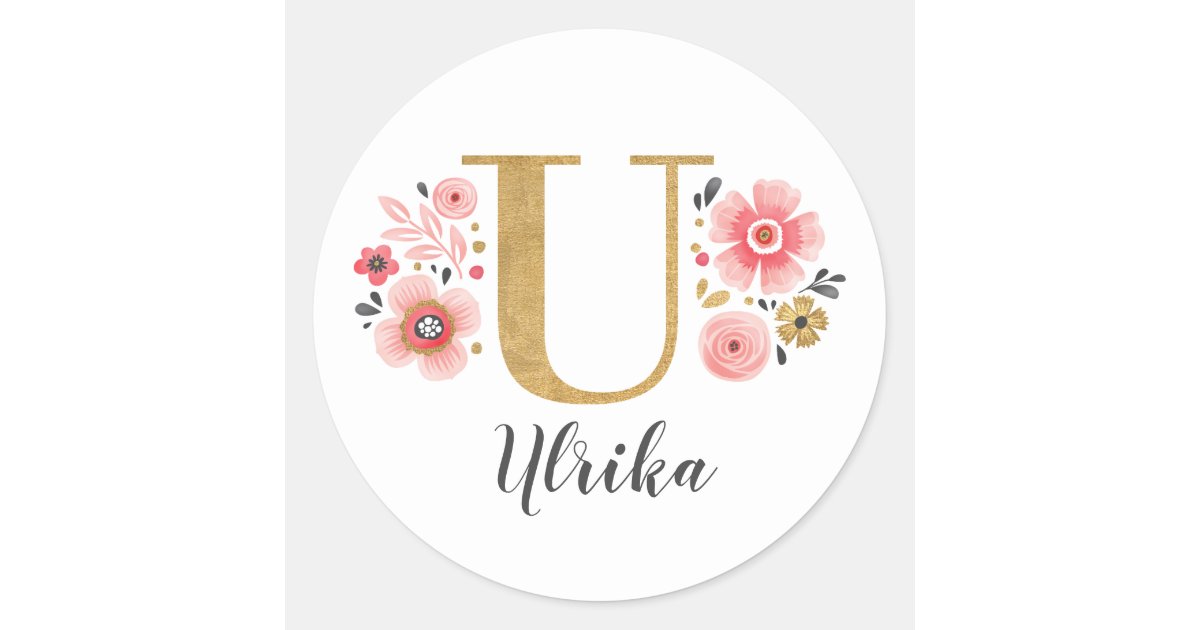 U Floral Monogram Initial | Sticker