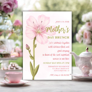 Elegant Pink Floral Mother’s Day Brunch Invitation