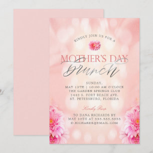 Elegant Pink Floral Mother's Day Brunch Invitation