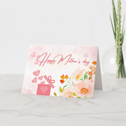 Elegant Pink Floral Mothers Day Greeting Card