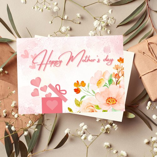 Elegant Pink Floral Mothers Day Greeting Card
