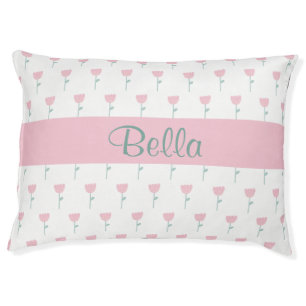 Elegant Pink Floral Name Animal Bedding Pet Bed