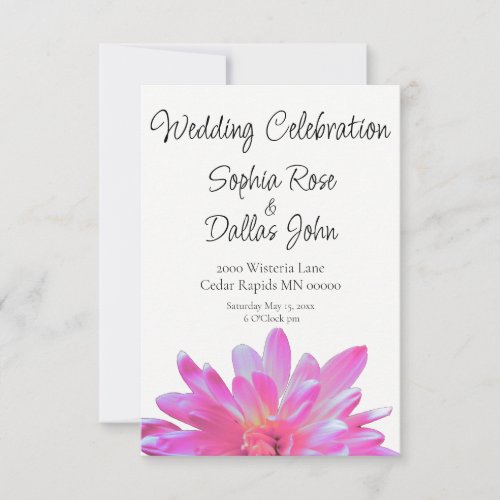 Elegant pink floral oink daisy invitation