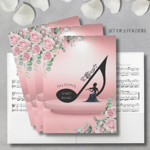 Elegant Pink Floral Orchestra Sheet Music Folders