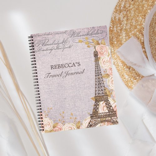 Elegant Pink Floral Paris Travel Journal