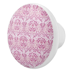 Elegant Pink Floral Pattern Ceramic Knob