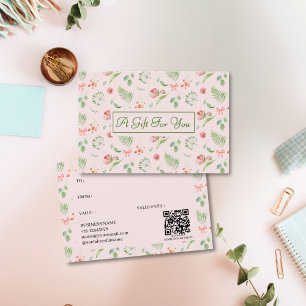 Elegant Pink Floral Pattern Festive Gift Card