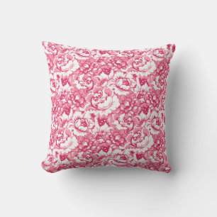Elegant Pink Floral Pattern Girly Chic Throw Pillow