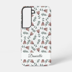 Elegant Pink Floral Pattern Name Samsung Galaxy S22 Case