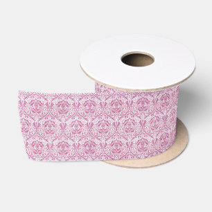Elegant Pink Floral Pattern Satin Ribbon