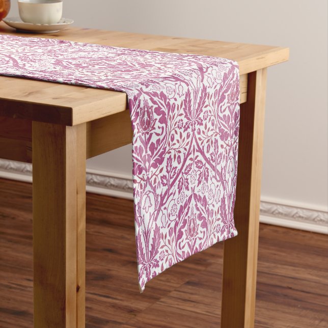 Elegant Pink Floral Pattern Short Table Runner (In Situ)