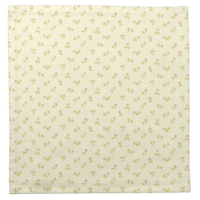 Elegant Pink Floral Pattern Yellow Background | Cloth Napkin (Front)