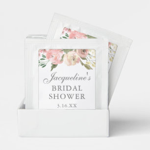 Elegant Pink Floral Personalized Bridal Shower Tea Bag Drink Mix