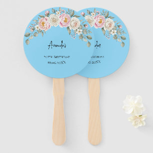 Elegant Pink Floral Personalized Hand Fan Favor