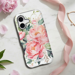 Elegant Pink Floral Personalized Name Gift iPhone 17 Case