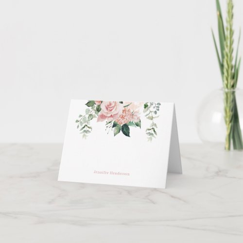 Elegant Pink Floral Personalized Note Card