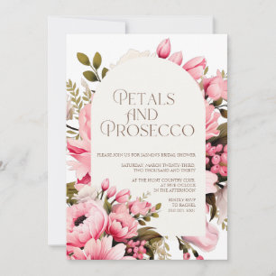Elegant Pink Floral Petals Prosecco Bridal Shower Invitation