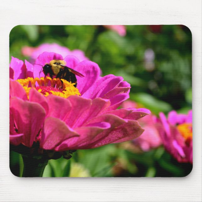 Elegant pink floral pink flower cute bumblebee bee mouse pad (Front)