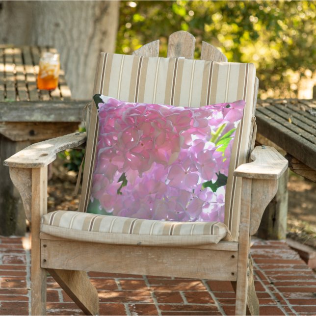 Elegant Pink floral pink flowers pink hydrangeas Outdoor Pillow (Chair)