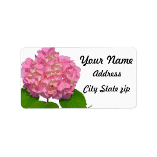 Elegant pink floral pink hydrangea label