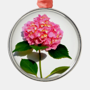 Elegant pink floral pink hydrangea metal ornament