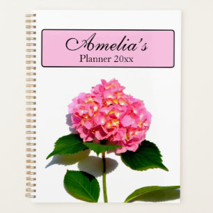 Elegant pink floral pink hydrangea planner
