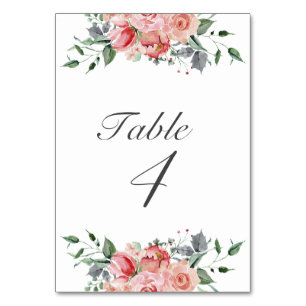 Elegant Pink Floral Quinceañera Table Number