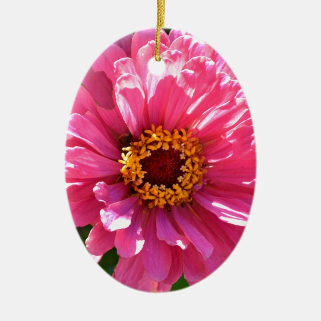 Elegant pink floral retro pink daisy  ceramic ornament (Front)