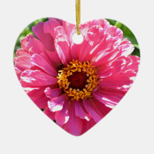 Elegant pink floral retro pink daisy ceramic ornament
