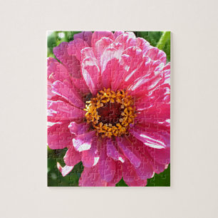 Elegant pink floral retro pink daisy jigsaw puzzle