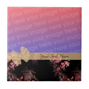 Elegant Pink Floral Ribbon Your Photo Tile