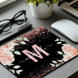 Elegant Pink Floral Rose Gold Glitter Monogram Mouse Pad<br><div class="desc">Looking to add a touch of elegance to your workspace - Look no further than this chic and girly monogram mousepad, featuring a beautiful blend of pastel pink watercolor florals, lush greenery, and faux rose gold glitter. The elegant monogram, crafted with a combination of calligraphy script and sans font, adds...</div>