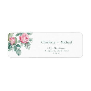 Elegant Pink Floral Roses Label