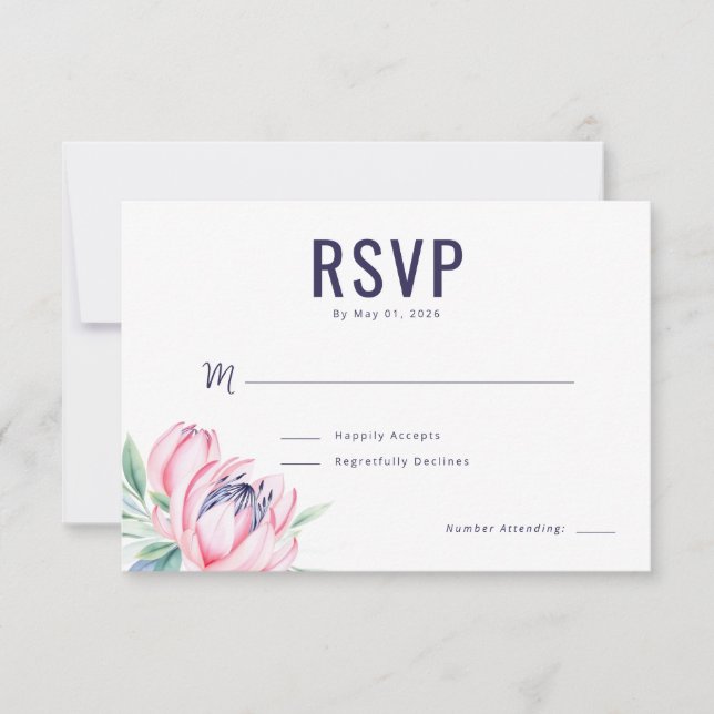 Elegant Pink Floral RSVP Card (Front)