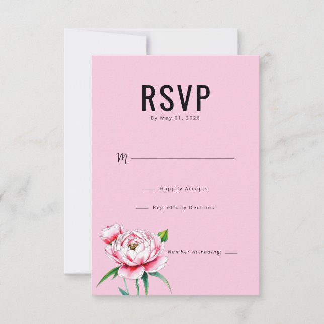 Elegant Pink Floral RSVP Card (Front)