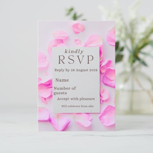 Elegant Pink Floral RsvpCard | Rose Petals A RSVP Card