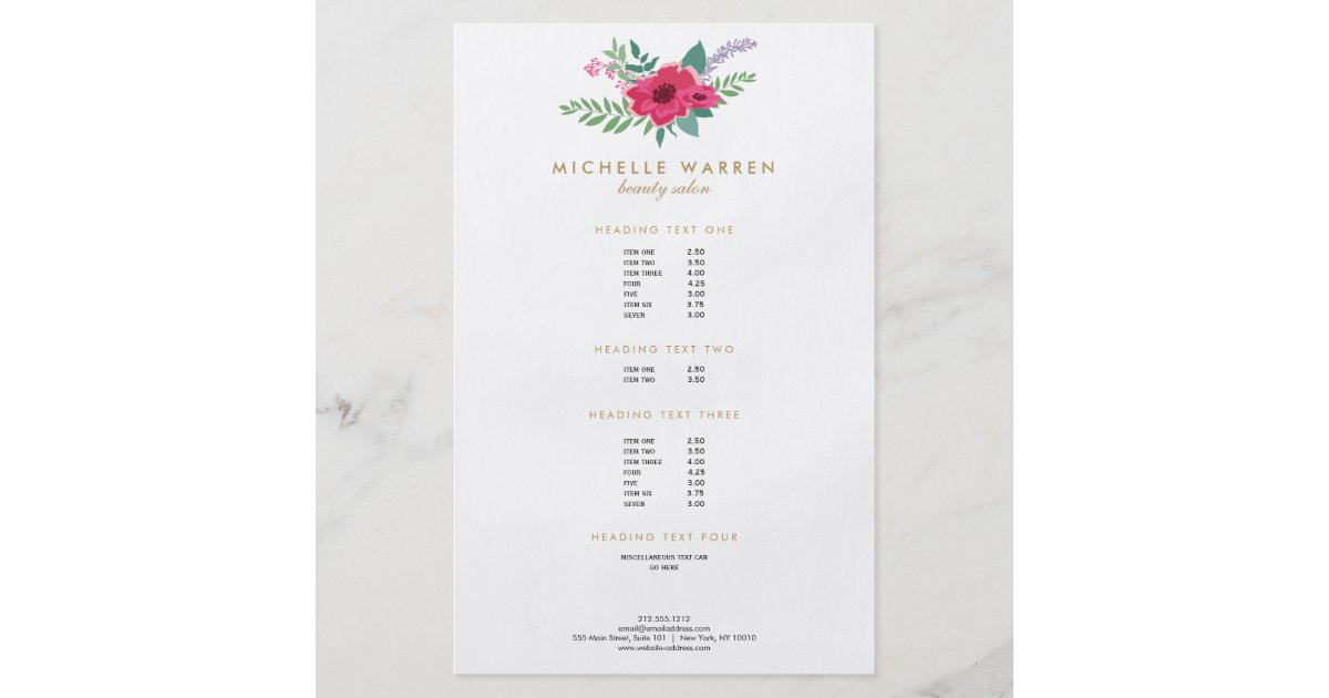elegant pink floral salon flyer zazzle com salon flyer