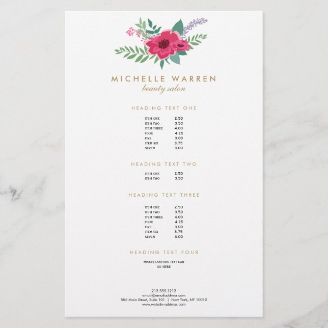 Elegant Pink Floral Salon Flyer (Front)