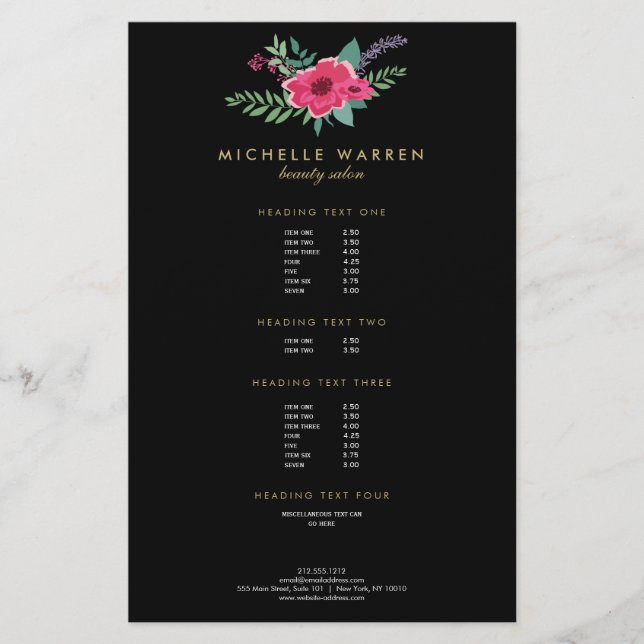 Elegant Pink Floral Salon II Flyer (Front)
