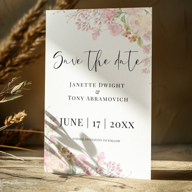 Elegant Pink Floral  Save The Date (Creator Uploaded)