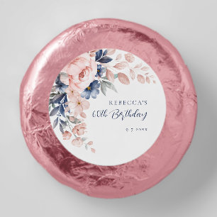 Elegant Pink Floral Script 60th Birthday Dipped Oreo Cookie Favors
