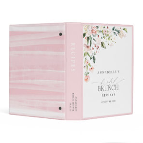 Elegant Pink Floral Script Bridal Brunch Recipe Mini Binder