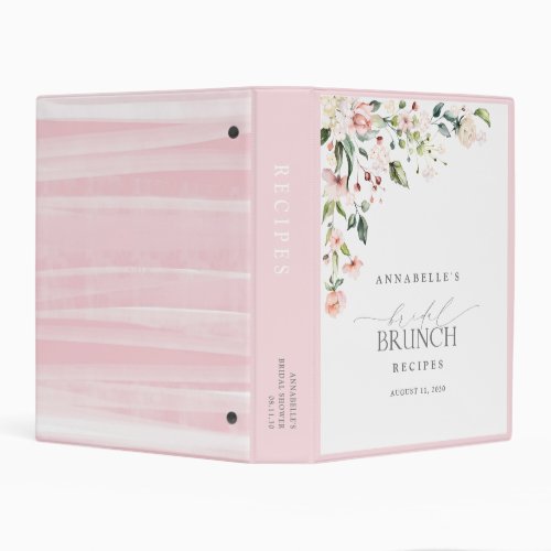 Elegant Pink Floral Script Bridal Brunch Recipe Mini Binder