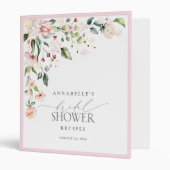 Elegant Pink Floral Script Bridal Shower Recipe 3 Ring Binder (Front/Inside)