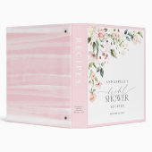 Elegant Pink Floral Script Bridal Shower Recipe 3 Ring Binder (Background)