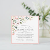 Elegant Pink Floral Script Virtual Bridal Shower Invitation (Standing Front)