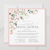 Elegant Pink Floral Script Virtual Bridal Shower Invitation (Front)