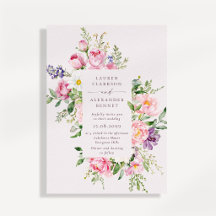 Elegant Pink Floral Spring Wedding Invitation