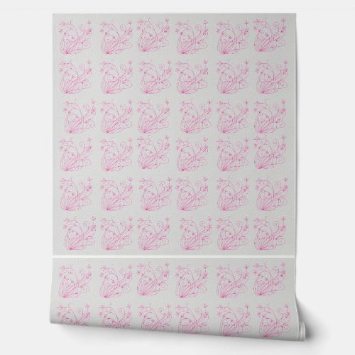 Elegant Pink Floral Swirl Wallpaper – Soft Botanic