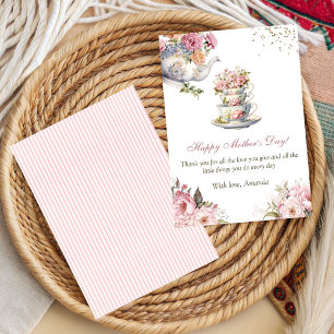 Elegant Pink Floral Teacup Mother’s Day Card